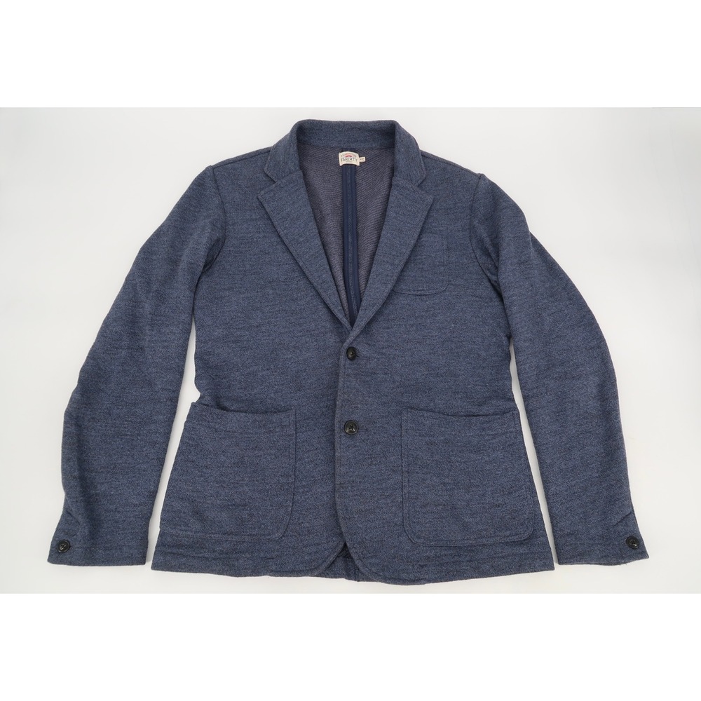 Faherty Inlet Knit Blazer Mens Medium Navy Blue 2 Button Unstructured Jacket